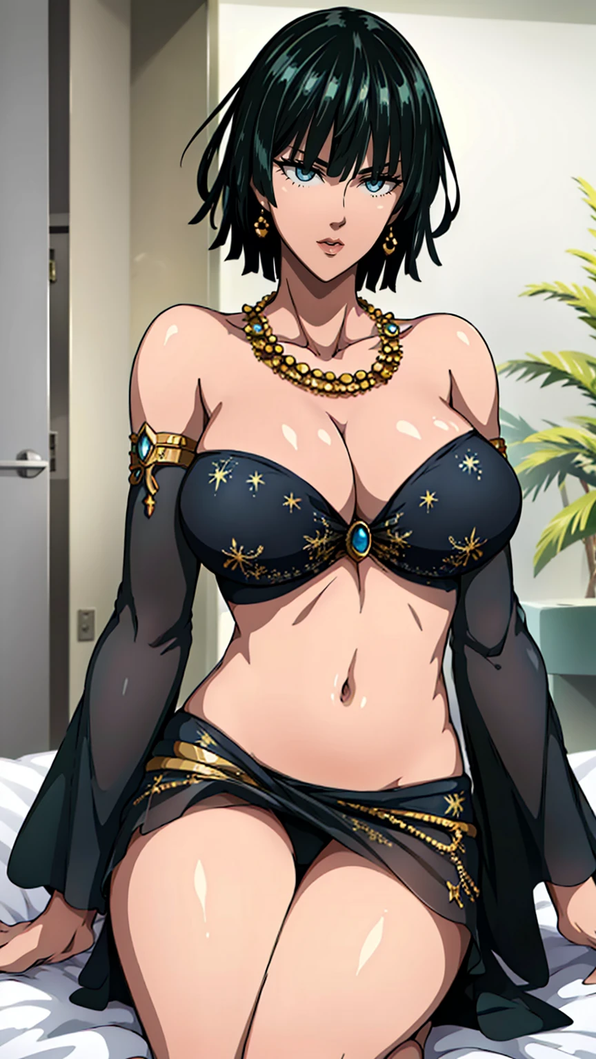 Simple white background,glitter,
barefoot,white dress,cleavage,collarbone, Navel,bare shoulders, Gold leaf on head,
bracelet, earrings, jewelry, gem,Pearl, Green eyes gold necklace, Black hair,explosions,short hair hair,
1girll, 20yo,young woman,Beautiful Finger,Beautiful long legs,Beautiful body,
Beautiful Nose,Beautiful character design, perfect eyes, perfect face,expressive eyes,perfect balance,
looking at the scenes,(Focus on her face.),closed mouth, (innocent_Large_eyes:1.0),(light_smile:0.3),
formal art,Highly detailed CG module 8K rear, perfect illumination,Colored, bright_front_face_lighting,white-skinned,
(Masterpiece:1.0),(Best_quality:1.0), very high resolution,4K,A highly detailed,
photography, 8K, hdr, highres, absurdres:1.2, Kodak portra 400, grain du film, blurry background, bokeh:1.2, lens flare, (vibrant_Farbe:1.2),professional photo,
(A beautiful,Large_breasts:1.4), (A beautiful_face:1.5),(narrow_waist), huge breasts smile closed mouth lipstick green lips earrings , sexy nipple , pussy pink pussy, nude , naked , sitting on bed , bedroom background