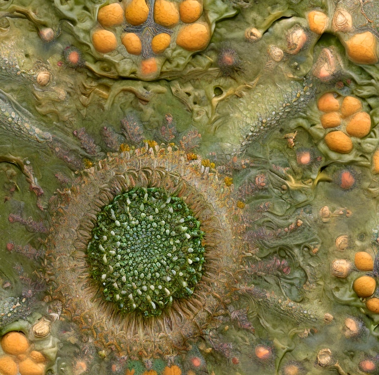 17+√(777×tan(17+17), fractal, Nurgle,dark green, yellow greenish and pale orange, organic matter, cellular colony, deep wiew,4k resolution,hyperdetailed, masterpiece, 3d modelling, abstract art, digital art