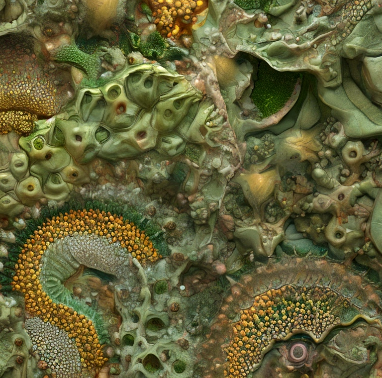 17+√(777×tan(17+17), fractal, Nurgle,dark green, yellow greenish and pale orange, organic matter, cellular colony, deep wiew,4k resolution,hyperdetailed, masterpiece, 3d modelling, abstract art, digital art