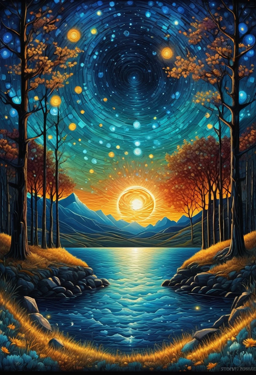 fine art, oil painting, best quality, dark tales, Cape Town in the  Van Gogh  style, starry sky, Dan Mumford, Andy Kehoe, 2d, flat, cute, adorable, vintage, art on a cracked paper, patchwork, stained glass,  fairytale, storybook detailed illustration, cinematic, ultra highly detailed, tiny details, beautiful details, mystical, luminism, vibrant colors, complex background