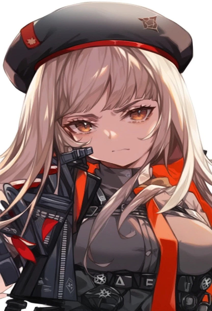 a woman in a uniform with a gun and a hat, fine details. girls frontline, from girls frontline, girls frontline universe, girls frontline style, girls frontline cg, girls frontline, from arknights, m4 sopmod ii girls frontline, ayaka genshin impact, vermillion, arknights, katsushika, portrait n - 9,shingeki_no_kyojin_s4_style,