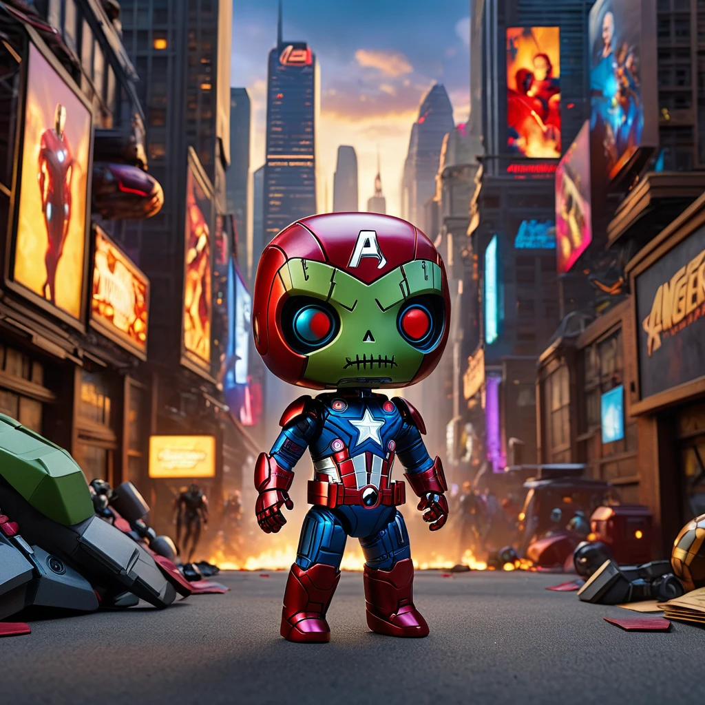 (knitted toy voodoo doll:1.5), (Voodoo Doll in an Avengers Setting:1.3), (Clothing: superhero suit with a shield:1.0), (Accessories: enchanted arc reactor emitting a powerful glow, floating comic book pages:1.1), (background: futuristic cityscape with towering skyscrapers, high-tech labs, and an atmosphere of superhero action:1.2), best quality, masterpiece, detailed soft oil painting, detailed background, dramatic cinematic lighting, soft edge lighting, professional, dramatic lighting, hard edge lighting, ultra quality, 4k,masterpiece, best quality, 8k, ultra highres, highres, extremely detailed