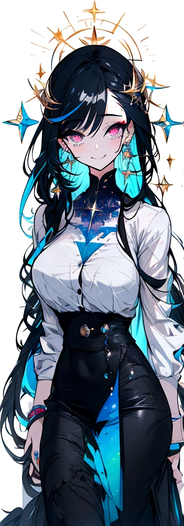 “Create an image of a beautiful girl representing the Gemini zodiac sign. The theme colors should be blue and green. Ensure that the Gemini zodiac symbol ♊️ is included in the image. The girl should have an elegant and enchanting appearance, reflecting the traits of Gemini.” black hair, asymmetrical hair, gradient hair, multicolored eyes, mismatched pupils, longeyelashes, earrings, sleepy, fingersmile, expressions, smiley, glint, laughing, Surrealism, Conceptual art, anime, sparkle, tachi-e, 8k, super detail, UHD, masterpiece, accurate, anatomically correct, textured skin, super detail, high details, high quality, award winning, best quality, highres