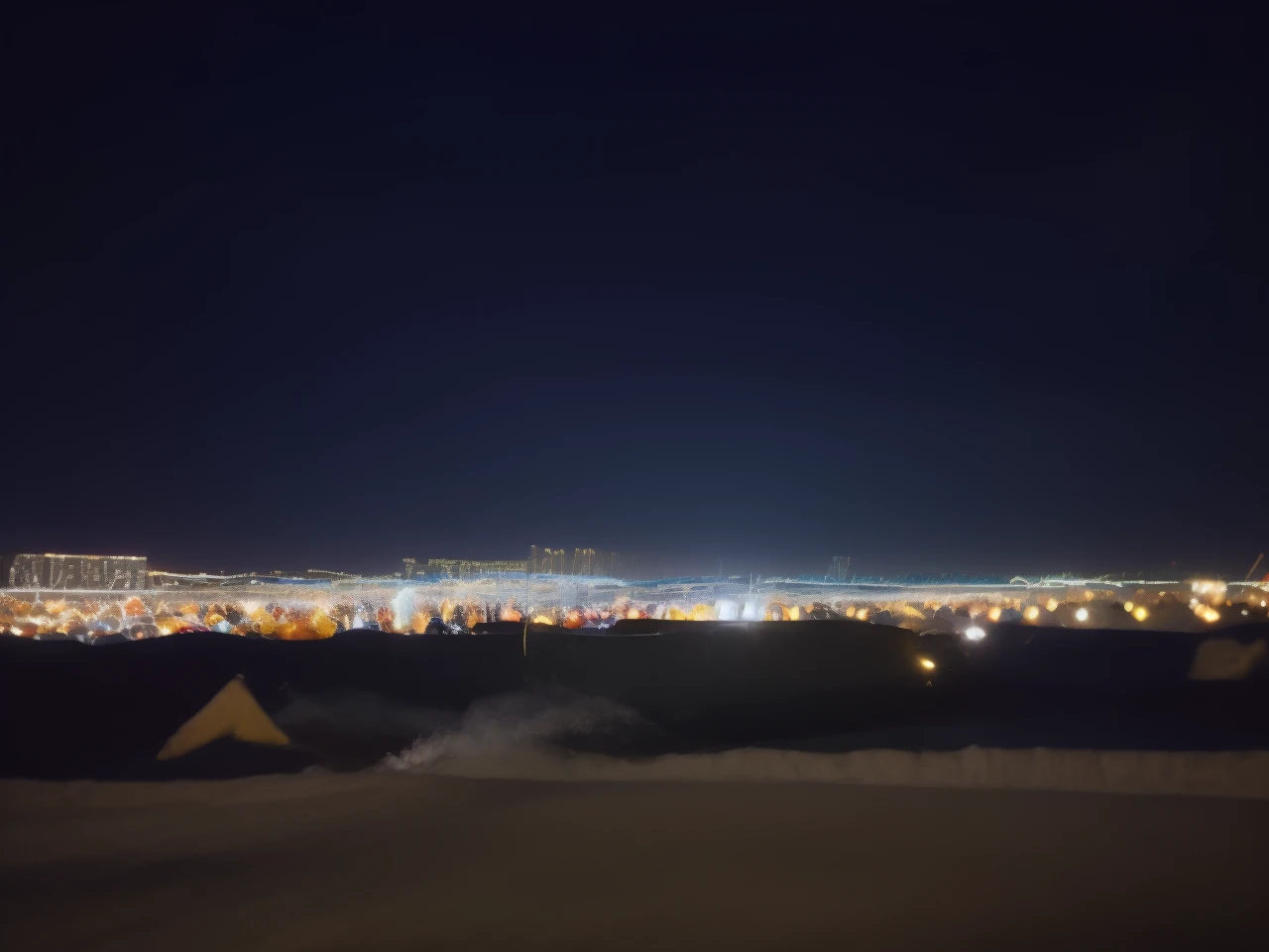The lights from the town made the shape of a ginat yacht that glides through the ink-black waves. The deck, adorned with teak and moon-kissed dew, cradles stories whispered by the wind.