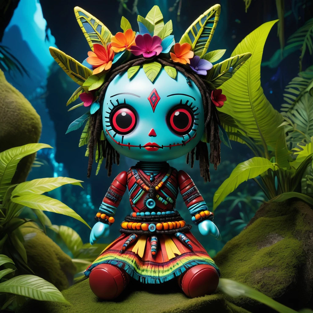 (knitted toy voodoo doll:1.7), (Voodoo Summer Djinn:1.8), (Clothing: colorful harem pants and vest:1.0), (Accessories: glowing lamp, magical bracelets, enchanted turban:1.2), (Background: mystical oasis with sparkling water, vibrant flowers, and magical aura:1.2), (full body:1.0), best quality, masterpiece, detailed soft oil painting, detailed background, dramatic cinematic lighting, soft edge lighting, professional, dramatic lighting, hard edge lighting, ultra quality, 4k,masterpiece, best quality, 8k, ultra highres, highres, extremely detailed