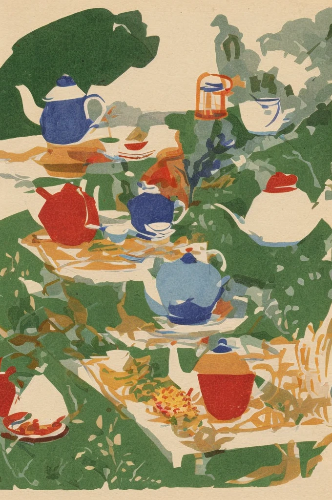 illustration, simple lines, making Chinese tea 1. Preparing equipment Draw a neat picture of a teapot, teacup, tea leaves, kettle, and measuring spoon
