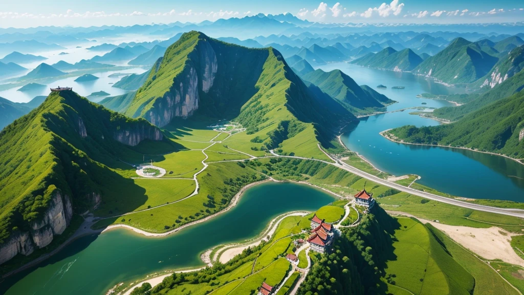 Beautiful natural scenery of China, Aerial view, Photorealistic photos, High definition, 8K
