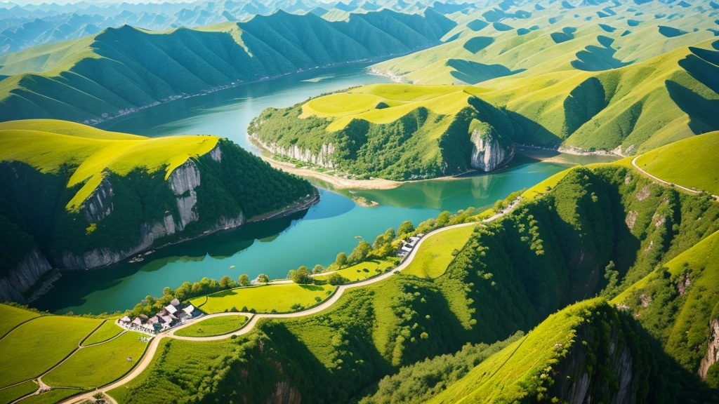 Beautiful natural scenery of China, Aerial view, Photorealistic photos, High definition, 8K