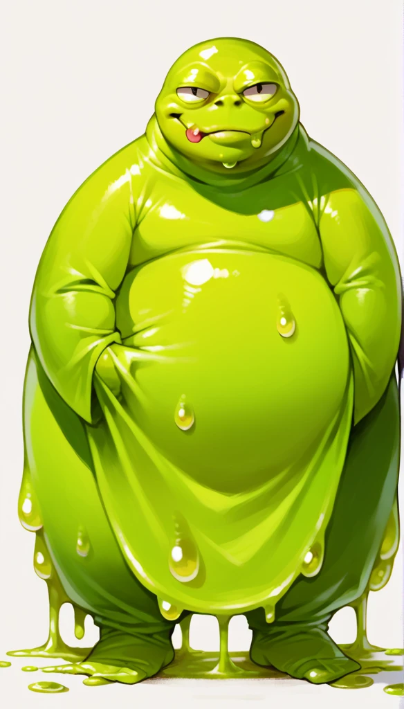 Slime girl, long hair, gigantic muscular body, huge breasts, gigantic erect penis with big balls, 4 arms, full body.