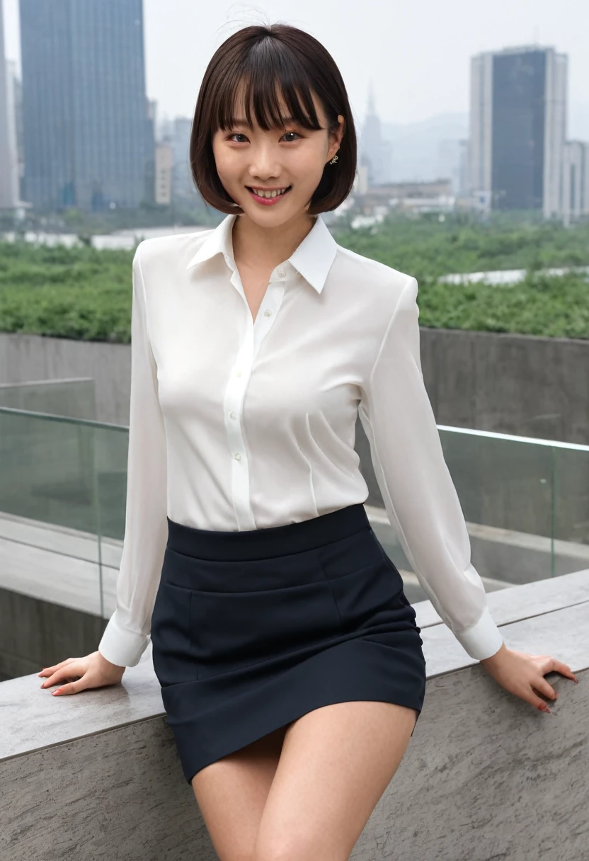 (8K、RAW Photos、Highest quality、Masterpiece: 1.2)Highest quality, masterpiece, Ultra-high resolutionHighest quality歩道に立つWoman in a suit,((40-year-old woman))、Hairstyle with bangs、(short hair)、Hair styles of different lengths、(8K, RAW Photos, Highest quality, Tabletop: 1.2),、(Realistic, Realistic: 1.3), Cityscape, Day, Sunny Morning, Professional Lighting, Photon Mapping, White shirt, (Woman in a suit,) (Silk Suit)、Pencil Skirt、Tight Skirt、((Delicate photo)),(女の子の詳細なRAW Photos), (Tabletop:1.25), (Highest quality:1.6), (Ultra-high resolution:1.5), (Realistic:1.75), 8K resolution, Super detailed,Cinema Lighting,(Skirt flip:1.2)、Browsing Caution:1.1、the wind is strong、smile、I flipped up my skirt、(Simple panties)、Sexy Woman