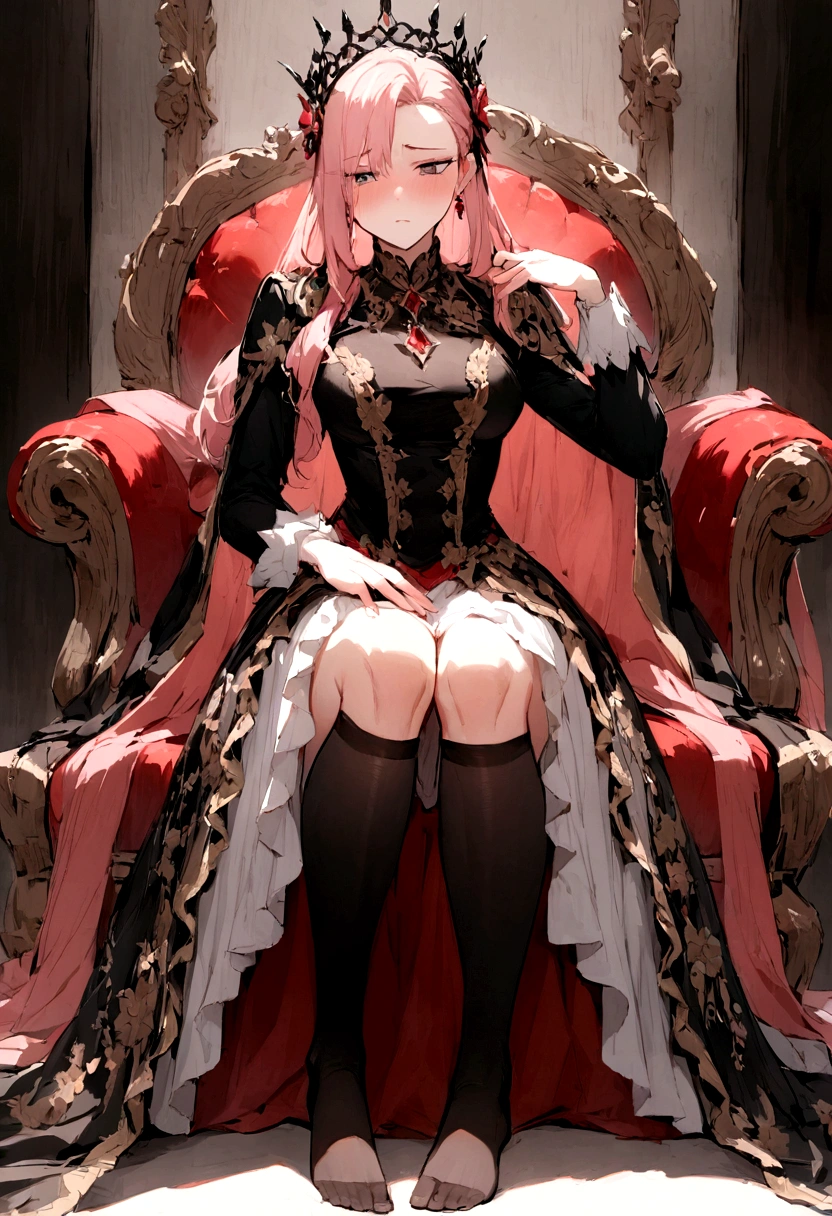 noble，Pink，Beauty，feet，Black socks，shy