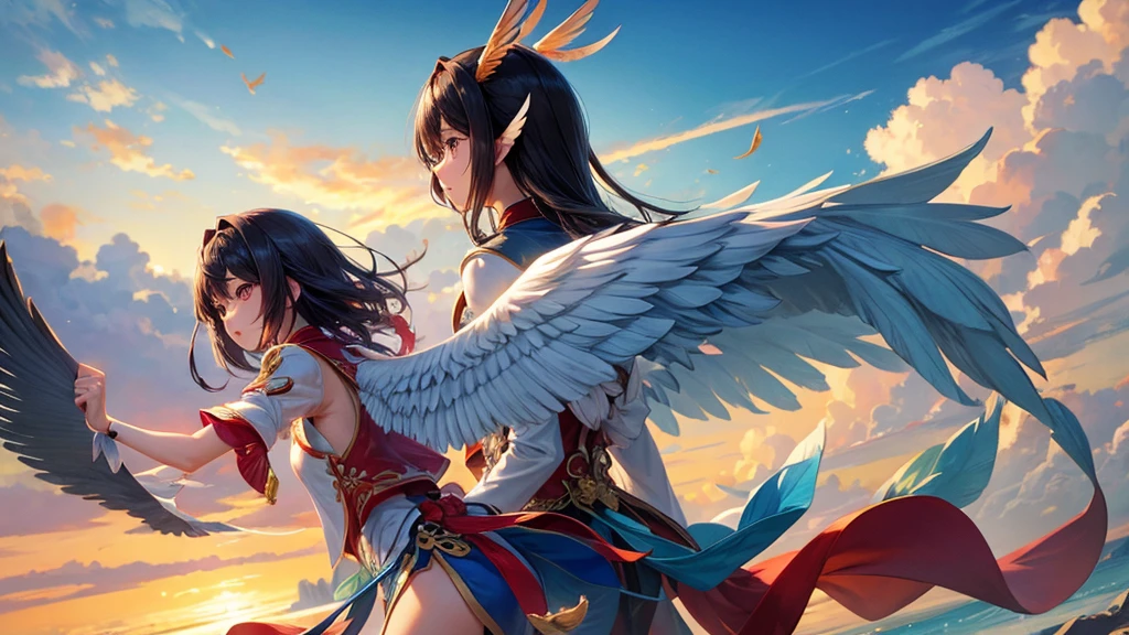 Canghai Jingwei feather wings bird wings anthropomorphic waves