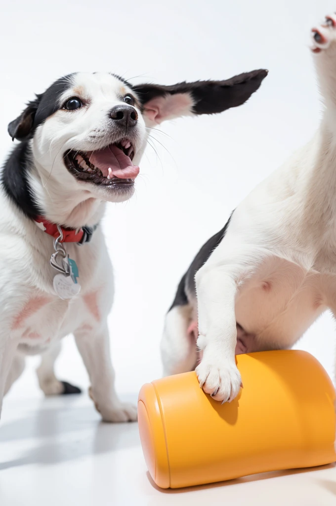 White background cartoon line dog frightened expression sideways running action