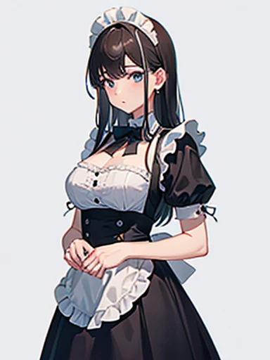 Highest quality、8K、A maid whose body was turned to stone、Maid clothes