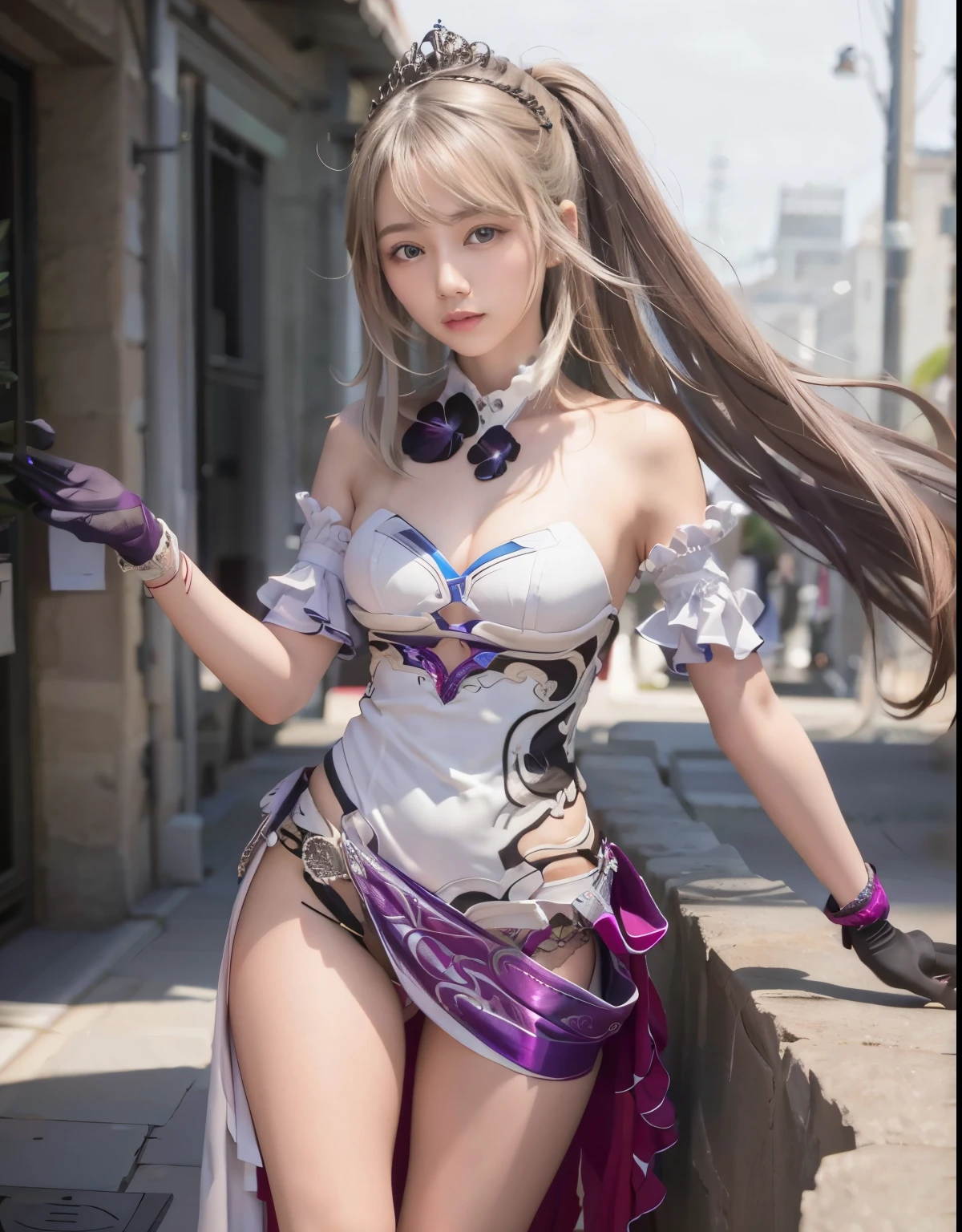 (best quality:1.2), (masterpiece:1.2), full body, very detailed, high resolution, 8k, ((1 girl)), cute Japanese woman, cute 24 year old beauty, slim body, (busty breasts:1.6), thin lips, detailed face, Beautiful and elegant face, cute face, natural bangs, arched eyebrows, well-groomed eyebrows, (big eyes with a good balance between the left and right sides), cute eyes, beautiful eyes, beautiful thin nose, beautiful face line, (beautiful skin), medium Hair, (natural bangs), (looking at the camera with a Gentle smile), beautiful legs, smooth skin skin, cute and sexy slim 24 year old woman, fair skin , Beautiful breasts, (Slender body:1.2), I-type Valley, cleavage, (Natural Light:0.8), (lighting forward:0.8), (lighting front:0.8), (Flat lighting:0.8), (Brunette hair), Black Hair, sexy panties with lace, A medieval RPG-style outfit that reveals skin,