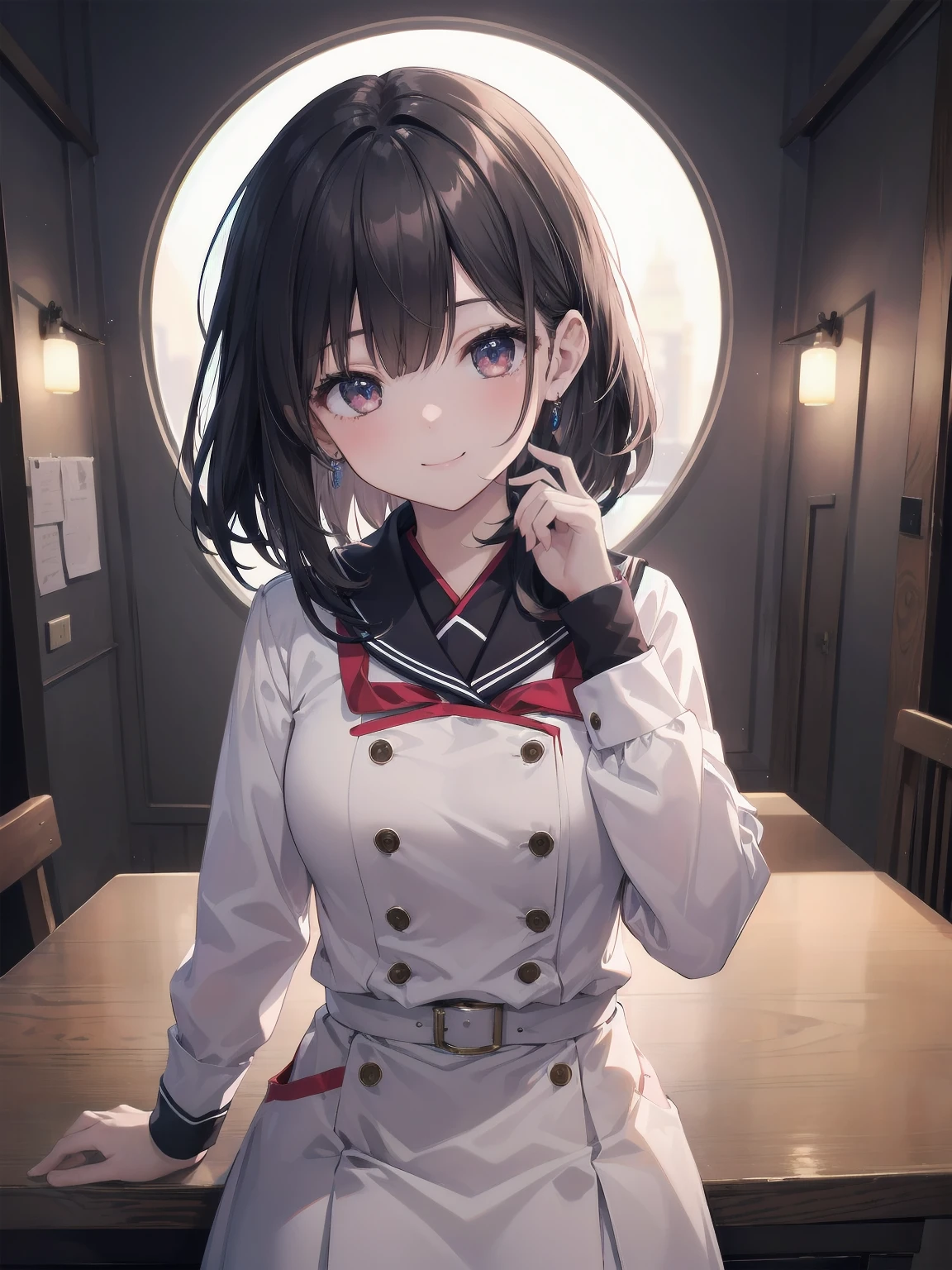 Masterpiece of detail, top quality, 1 girl, 独奏, Enhanced Dynamic Perspective,Cute pretty beautiful girl,Brand JK uniform,Look at me and smile,Simple Background,Masterpieces,high quality,16K resolution,Super quality,Accurate,Cinema Lighting,