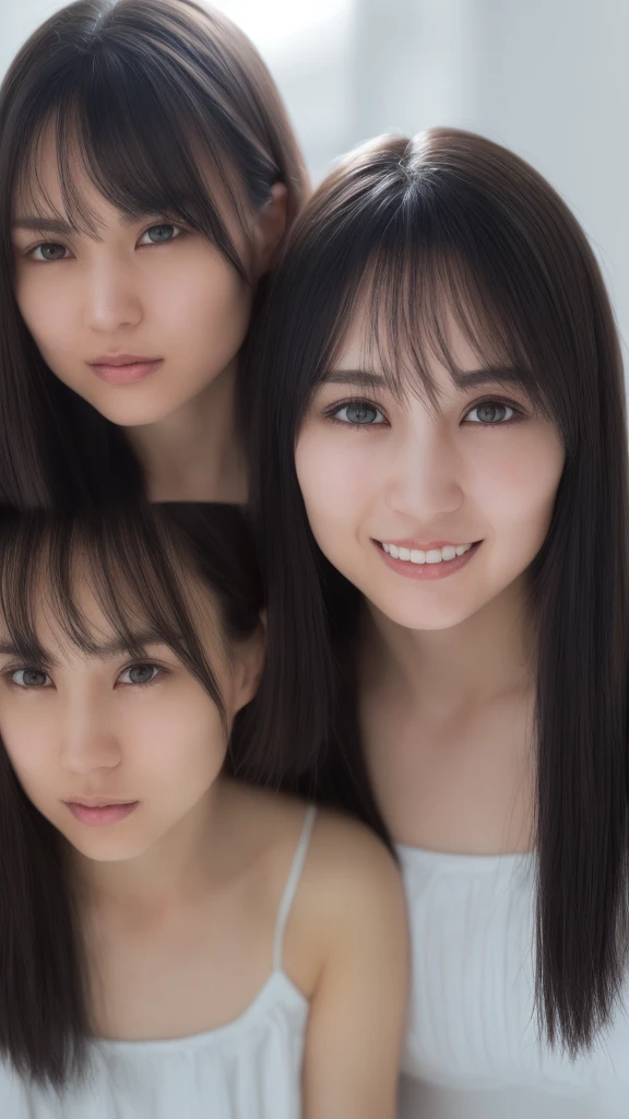 (((smile、Focus on the eyes:1.1、Extremely detailed:1.22、Ultra-high resolution、masterpiece:1.45、Highest quality)))、((((Whole body expression:1.68、camisole、Leaning forward、One person))))、long, straight black hair、So that every single hair is clearly visible、The subtle color changes of hair depending on how the light hits it、 Skin has a natural glow、Fine skin texture、Representing the fine details of pores:1.25、Details of the light redness on the forehead and cheeks、(((Eyes with fine iris details、The eyes depict color gradations and patterns.、Long, natural-looking eyelashes, each and every one visible、Well-groomed eyebrows、眉毛のindivual々The hair is clearly visible、Light reflecting off into the eye、The light in the eyes creates small highlights)))、The nose is delicate、Fine detail on the nostrils、Lips are plump and naturally pink、Depicts the fine lines and soft curves of the lips、lips are shiny and、The gloss on your lips accentuates their shape.、(((Detailed depiction of lip texture、Particular attention to the depiction of light and shadow、Soft natural light gently illuminates the face from the front、A faint glow on the forehead、A slight shine on the nose、A slight glow on the cheeks、Shadows are cast softly along the contours of the face、Accentuate the sides of your cheekbones、Accentuate the sides of the jawline、Emphasize the sides of the nose、The gloss on her lips reflects the light faintly、Lips emphasize the plump texture、The shadow of the hair gives depth and dimension、indivual々The hair shines in the light、