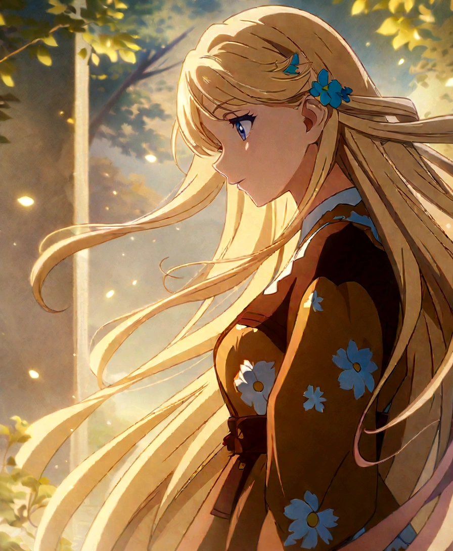 Long Hair Anime Girl and flowers in her hair, Beautiful Anime artwork, Beautiful Anime portrait, Anime Style 4k, Beautiful Anime art, blonde Long Hair Anime Girl, Beautiful Anime, Detailed digital anime art, anime art wallpaper 4k, anime art wallpaper 4k, Beautiful Anime girl, Anime Art Wallpapers 8K, Beautiful Anime woman, Long Hair Anime Girl