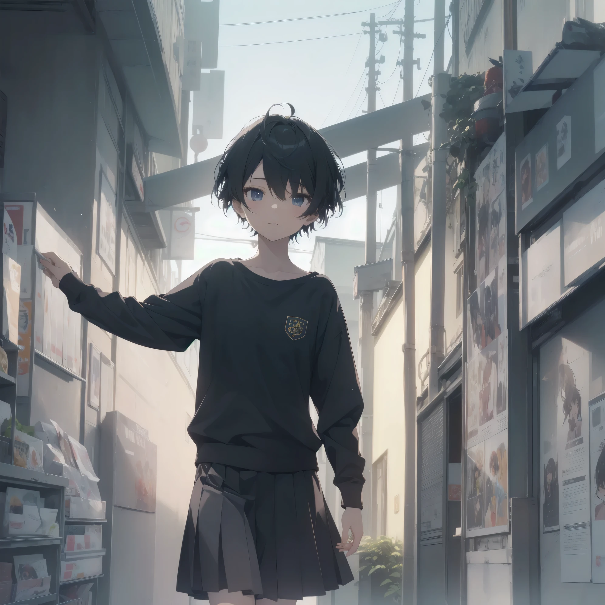 ultra-absurdres-Top quality by artist God, ultra-detailed, high resolution, anime moe artstyle, best anime 8k konachan wallpaper, pixiv contest winner, pool:2810, perfect anatomy,break, 1girl, (Please draw a girl walking sleepily to school alone. )break,(Solo,little female, 13-year-old:1.3),Full limbs, complete fingers,a junior high school student, (very short hair), short cut, flat chest, , small butt, small black eyes, beautiful detailed eyes, well-proportioned iris and pupils, expressive eyes, highres detailed hair, soft expression, salor school_uniform, sailor collar, serahuku, bow, pleated skirt,(Detailed Lighting), (Detailed background), in the School commute route. break,super detailed skin, Best cinematic lighting powered by famous artist, 8k,beauty illustration,photoshop_(medium),very aesthetic,break,((artist:enkyo_yuuichirou )), artist:clamp ,artist:carnelian ,artist:kantoku ,