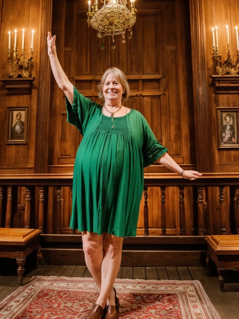 Margaretha Krook, her name is Agneta, high quality, 1 old woman, ((55-year-old plump swedish woman)), ((55 years old)), (((wrinkled body))), ((long brown hair)), ((green eyes)), no make up, (pale skin), (((Fat Body))), dynamic pose, she is wearing fashionable and stylish swedish Generation X wear different color, happy, exuberant, BACKGROUND: indoor: Vasa Museum, Stockholm