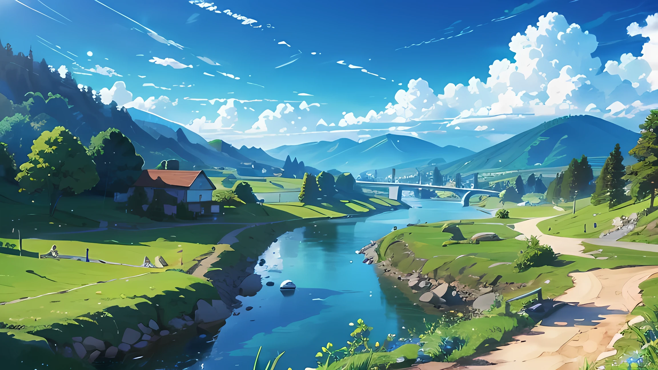high resolution,HD,high quality,landscape,Practical,Blue sky,Along the River,Walking trails
