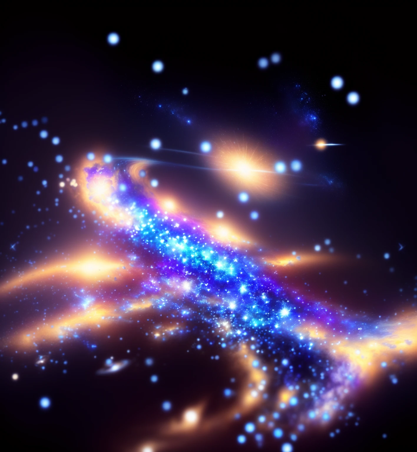 a close up of a blue and yellow galaxy with stars, Glittering dust in the air, 背景中的galaxy和恒星, galaxy in the night sky, galaxy in the background, Background artwork, on a galaxy looking background, The background is an endless universe, galaxy in background, space galaxy background, background galaxy, galaxy, cosmos in the background, stars in space