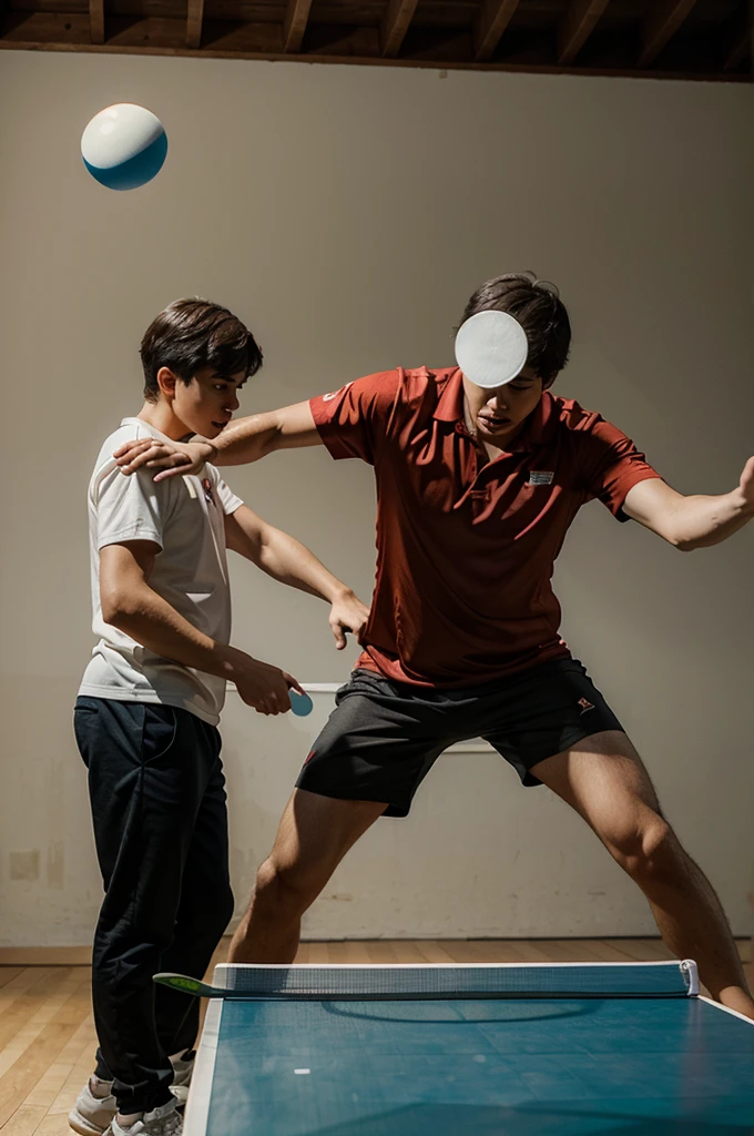 Illustration of two man playing ping pong
