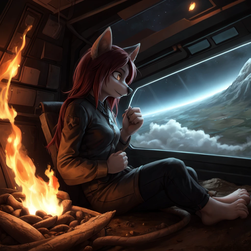 ((Barefoot furry character, full body, sharp image, focus image, furry female, plantigrade)), (((long red hair)))
There is no time,
There's no space, there's no death,
There's no life, no more fear
For those who have chose to adhere.
The divine will continue our job
When the Greatest of Wars
Has destroyed all that's left
Of our world.
Our vessels in the sky
Built of living fibre,
What we've made will never die
In the Earth on Fire
Our knowledge, our lord
Safely locked inside those
Whose minds perish never more
Changing flesh as their clothes.
Time will go, the seeds will flourish in the soil
A new world brings a new round of the coil...
BREAK, ((science-fiction scenery)), ((hi-tech civilization)), intricate details, highly detailed, extreme detail, fine art, best quality, highres, (detailed face:1.5), ((full_body)), UHD, (((perfect hands))), low light