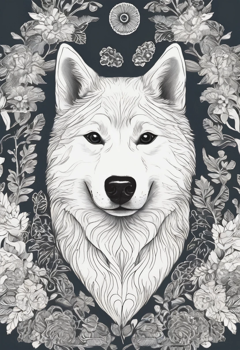 
Here is the prompt in English for creating the image:

"Dynamic ink brushstroke style, black and white only: illustration by a professional illustrator, featuring a cute wolf pup or Shiba Inu in an action shot with a happy and joyful expression. The illustration should have high detail and be set against a white background. The Shiba Inu should have blue eyes and a surreal expression, with very realistic fur depiction. The design should incorporate an artistic circle motif for an icon. The dog should have distinctive whiskers accurately depicted, emphasizing a traditional Japanese aesthetic."

Blue eyes
SHIBA DOG
Realistic fur depiction
Surreal expression
Artistic circle motif for an icon
Distinctive whiskers
Traditional Japanese design