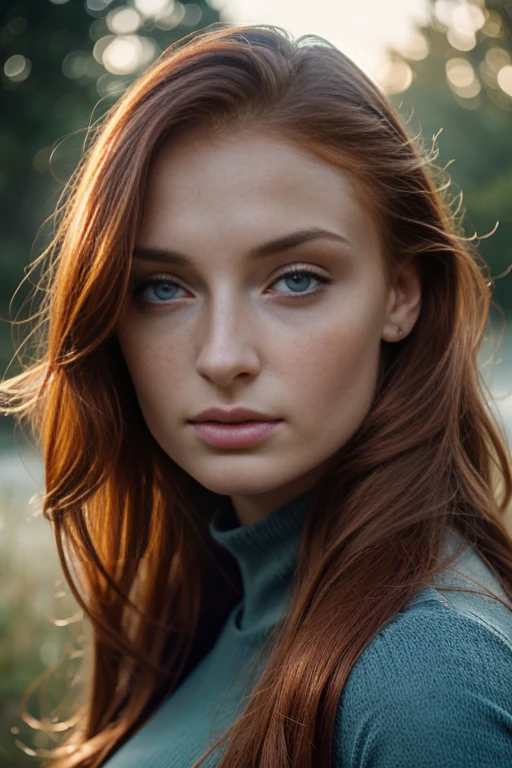 Sophie Turner, (face detailed:1.2), Red-Haired, freckles, detailed light blue eyes, realistic textured skin, muscular girl, Corpo Fitness, busty, Kale, corpo Kale vestindo apenas uma capa de pele de lobo, (whole body:1.3), posing frontally looking at the viewer, vivid color, photorrealistic, high qualiy, 8K, intricate-detail,