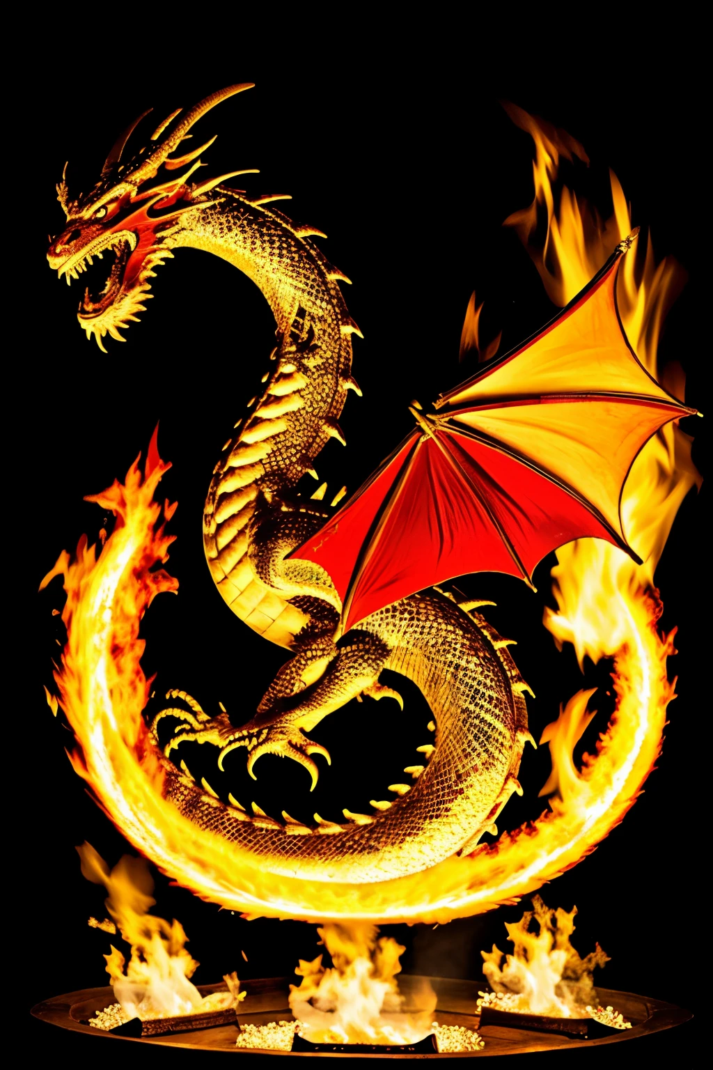 ((dragon)，(fire)，(chinese style))
