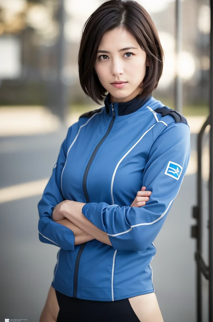 You are a professional photographer。 , short hair blown by the wind. She has a faint smile , Perfect Eyes, Perfect hands, Perfect body, Perfect Hair, Accurate身体, masterpiece, Accurate, Anatomically correct, Rough skin, Very detailed, Advanced Details, high quality, 最high quality, High resolution, 16K, 8K, Looking into the camera,Jill Valentine