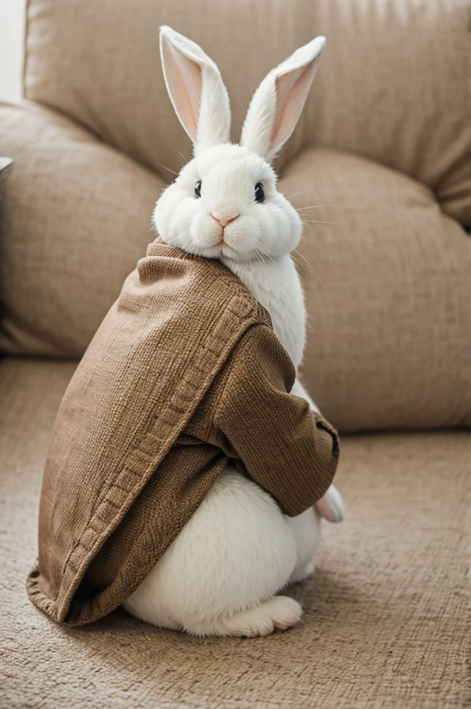 A small stuffed animal of one of those sitting rabbits