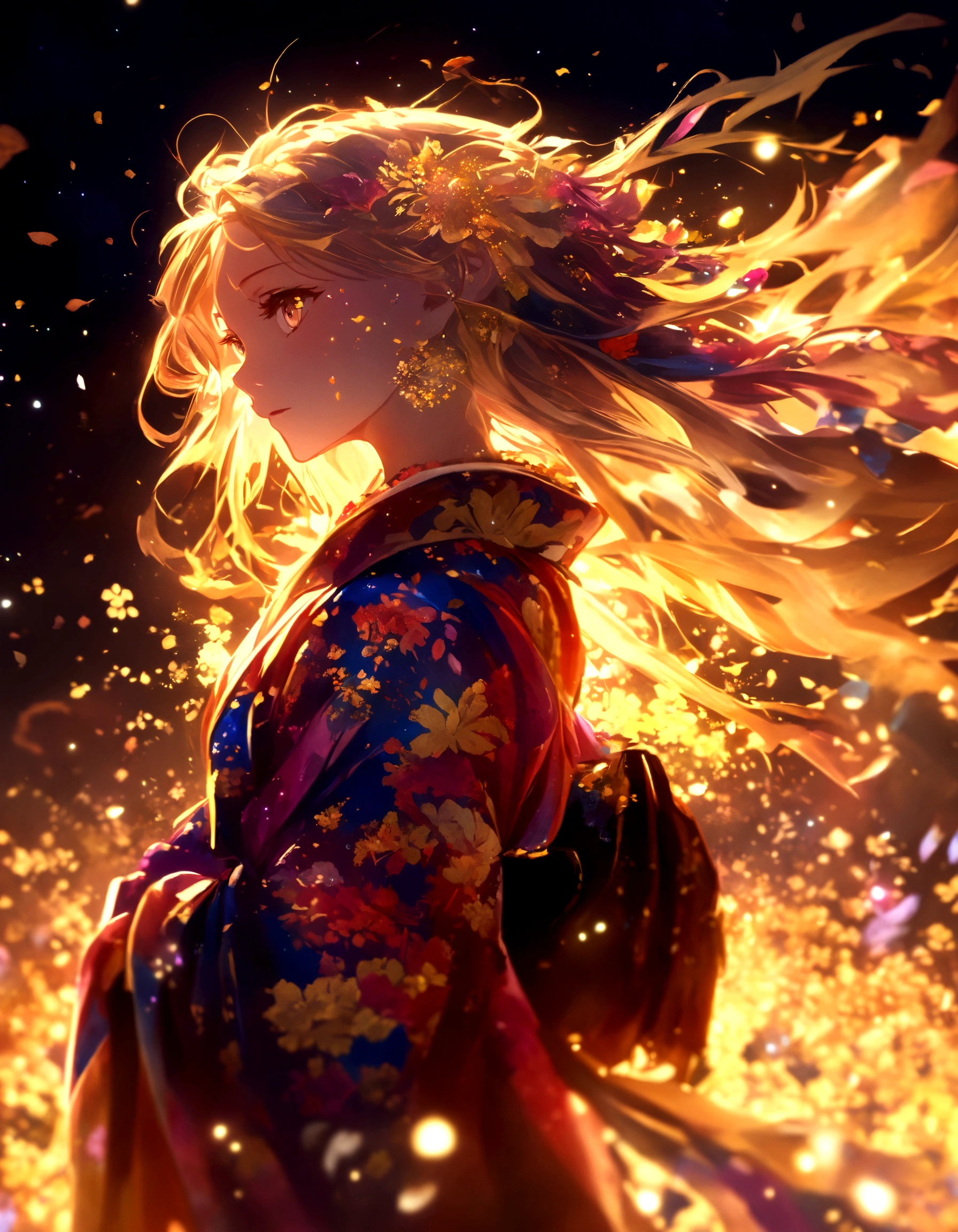 Anime girl with long blonde hair and colorful dress in a flower field, Anime Art Wallpapers 8K, Anime Style 4k, anime art wallpaper 4k, anime art wallpaper 4k, Beautiful anime portraits, Beautiful anime artwork, Detailed digital anime art, anime wallpaper 4k, anime wallpaper 4k, Beautiful anime art, 4k anime wallpaper, Wide range of background