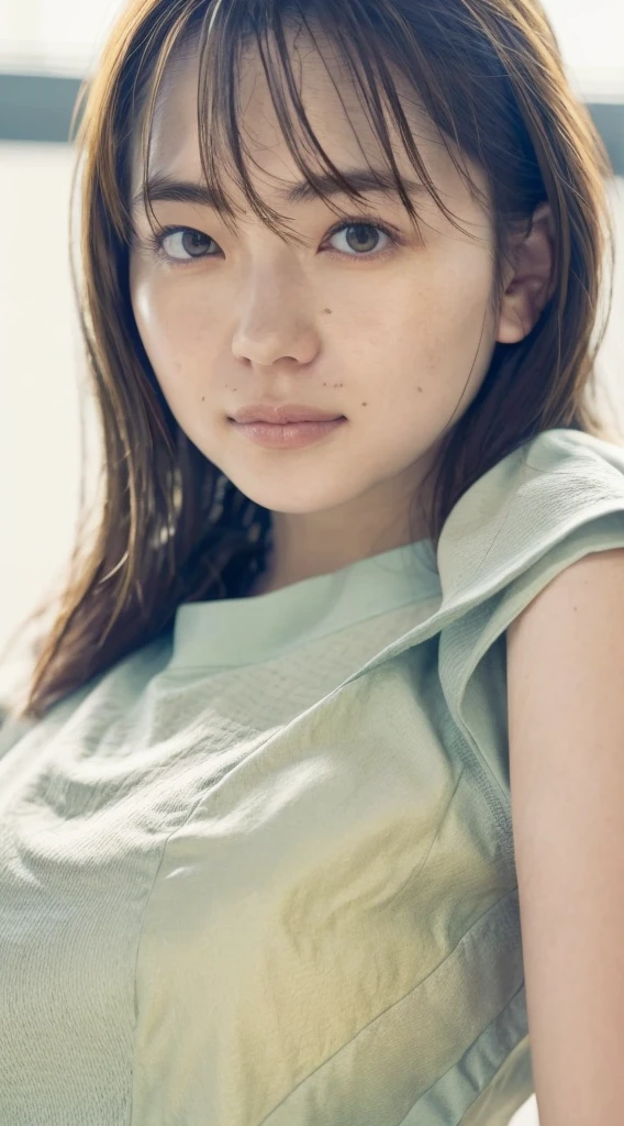 dress、(Realistic:1.4)、(hyper Realistic:1.4)、(Realistic:1.3)、(Smooth lighting:1.05)、(映画の照明Improvement of quality:0.9)、32k、One Girl、20-year-old girl、Realistic lighting、Backlight、Facial Light、Ray Tracing、(Bright light:1.2)、(Improvement of quality:1.4)、(Highest quality real texture skins:1.4)、Detailed、Face drawn in detail、quality eyes、(tired, Sleepy and satisfied:0.0)、 Face close-up、T-Shirts、(Enhances the body line:1.1)、(Enhances the beauty of skin texture:1.1)、((Suzuichi Hirose))、