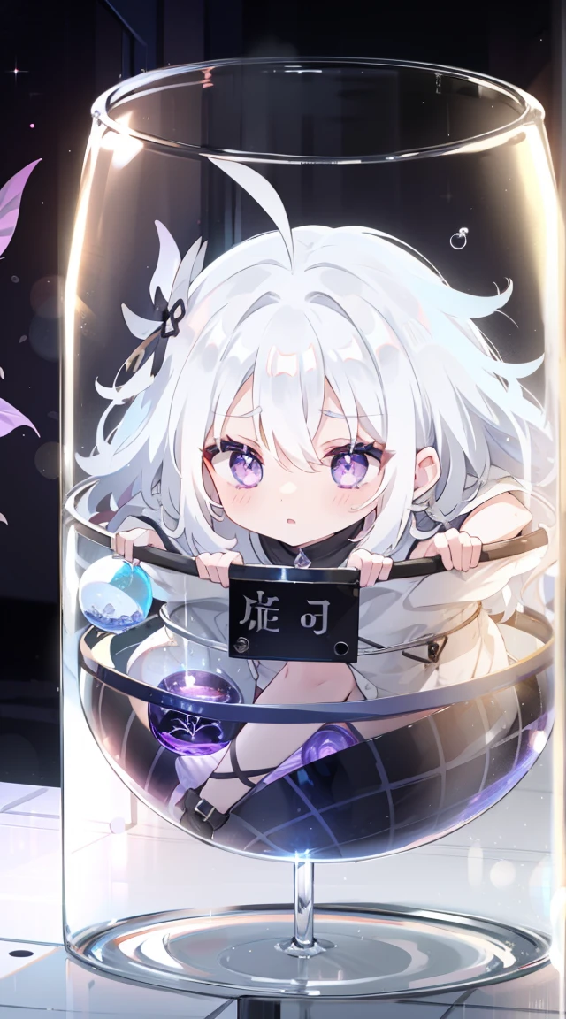(((((In the tank))))))、A girl、White hair,Purple Eyes,In a jar、cute