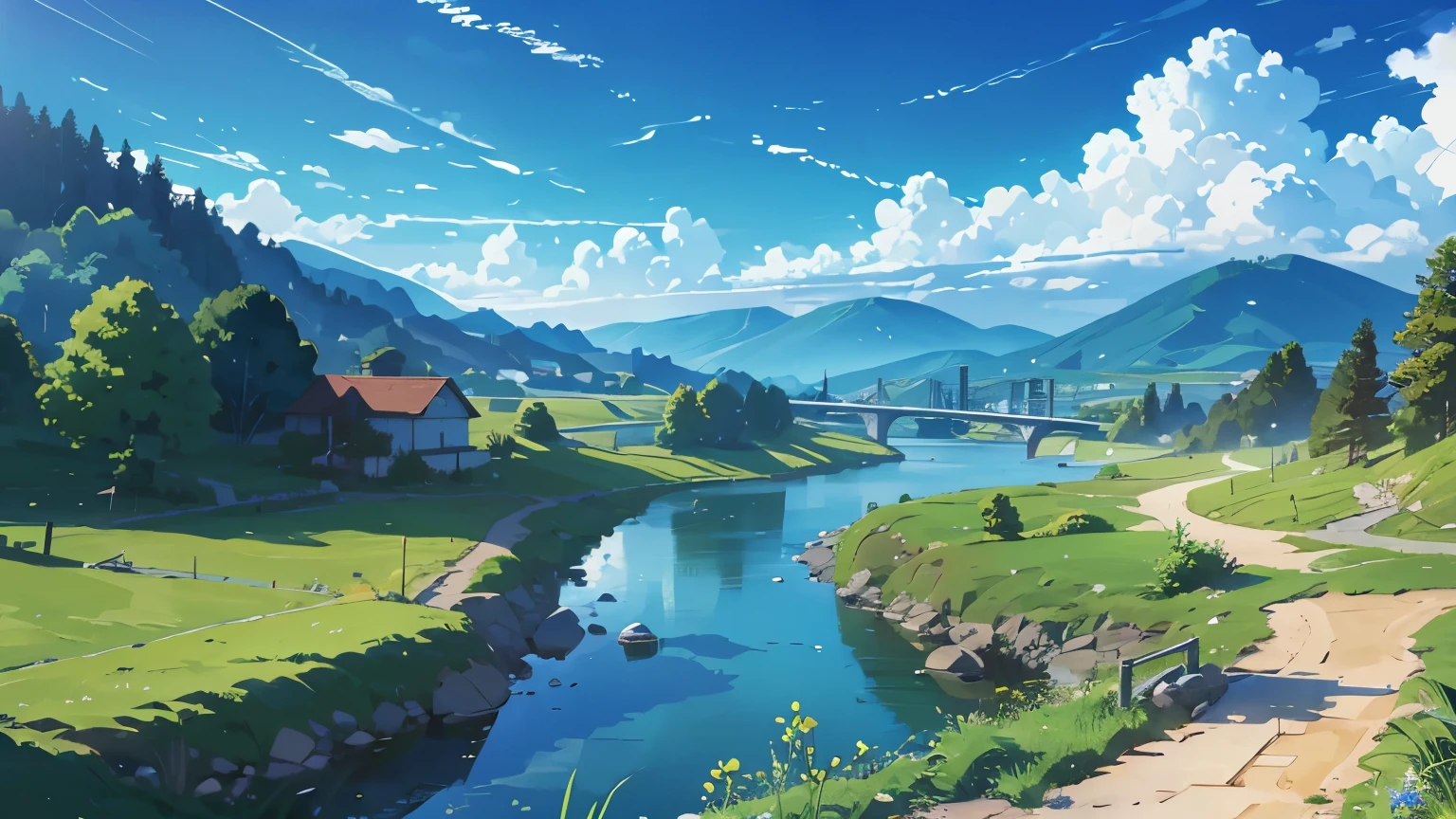 high resolution,HD,high quality,landscape,Practical,Blue sky,Along the River,Walking trails,grasses,detailed grass