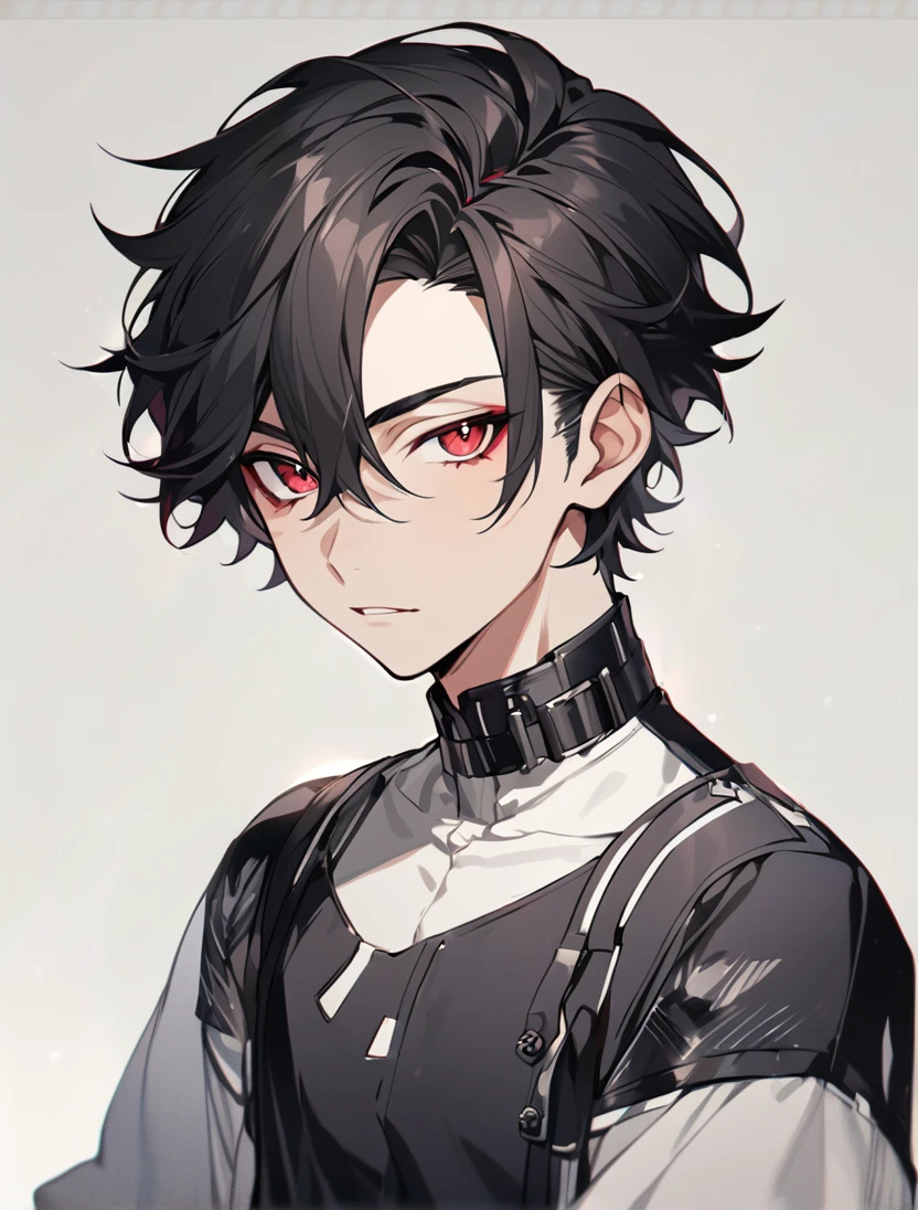 (Black_Hair), (red_ruby_eyes), (Handsome), (attractive), (male), (close_up_shot), (detailed_eyes), (detailed_hair), (clean_hair),  (vertical_pupils), (jawline), (wears_aristrocatic_outfit), (in_his_late_teens), (short_hair)