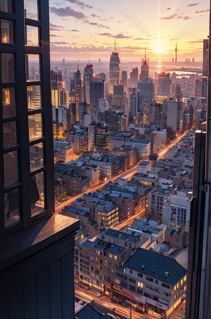 The city at sunset,Overlooking