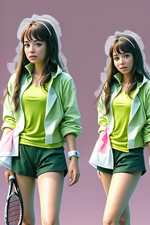 (((Draw only one woman: 2))), (tennisコート: 1.3), (Beautiful and stylish 20-year-old Japan woman), (A beautiful woman like a Japanese actress),汗びっしょりタンクトップtennisウェア: 1.8), ((1 screen)), 8K, RAW shot, Highest quality photos, masterpiece, Nice and realistic photos, (Anatomically correct proportions), (Perfect proportions), (Small face) , Detailed face, Fine grain, Thin Nose, ((Detailed fingers)), ((Perfect Fingers)), Detailed Weapons, Detailed skin, Detailed legs, Tight waist, (Short torso: 1.2) , Big Breasts, (Accurate Fingers: 1.2), ((Sweaty skin: 1.3)), ((Wet Hair: 1.3)), ((Wet bangs: 1.3)), (Cute Shorts), (tennis :1.4)