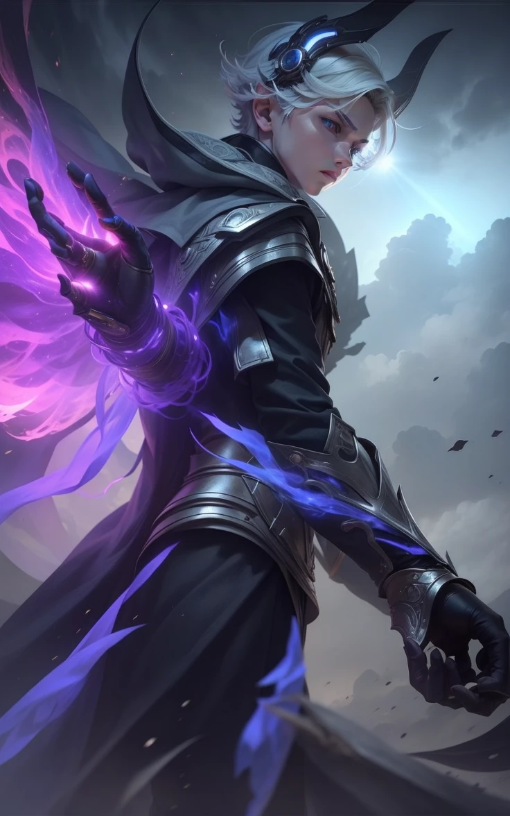 Boy With hand Magic Futuristic sun background realistic face ultra realistic high quality HD