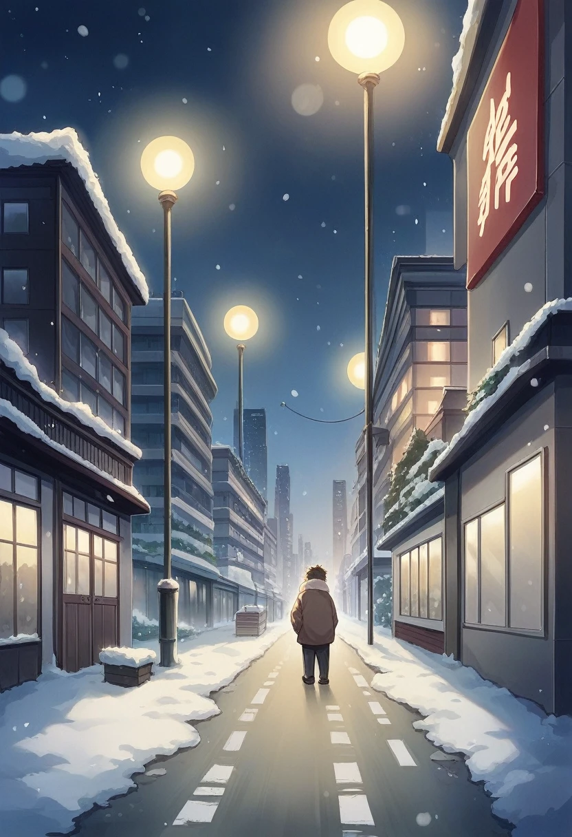 (No People), Unattended, No One, Landscape, Winter, Christmas, City, Tokyo, Sidewalk, Snow, Light Up, Night, HD Detail, Ultra Detail, Film, Hyper Realism, Soft Light, Deep Focus Bokeh, Ray Tracing, Art Station pixivgwise, Makoto Shinkai, Art Germ