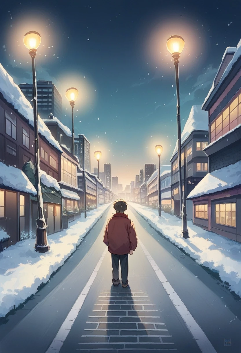 (No People), Unattended, No One, Landscape, Winter, Christmas, City, Tokyo, Sidewalk, Snow, Light Up, Night, HD Detail, Ultra Detail, Film, Hyper Realism, Soft Light, Deep Focus Bokeh, Ray Tracing, Art Station pixivgwise, Makoto Shinkai, Art Germ