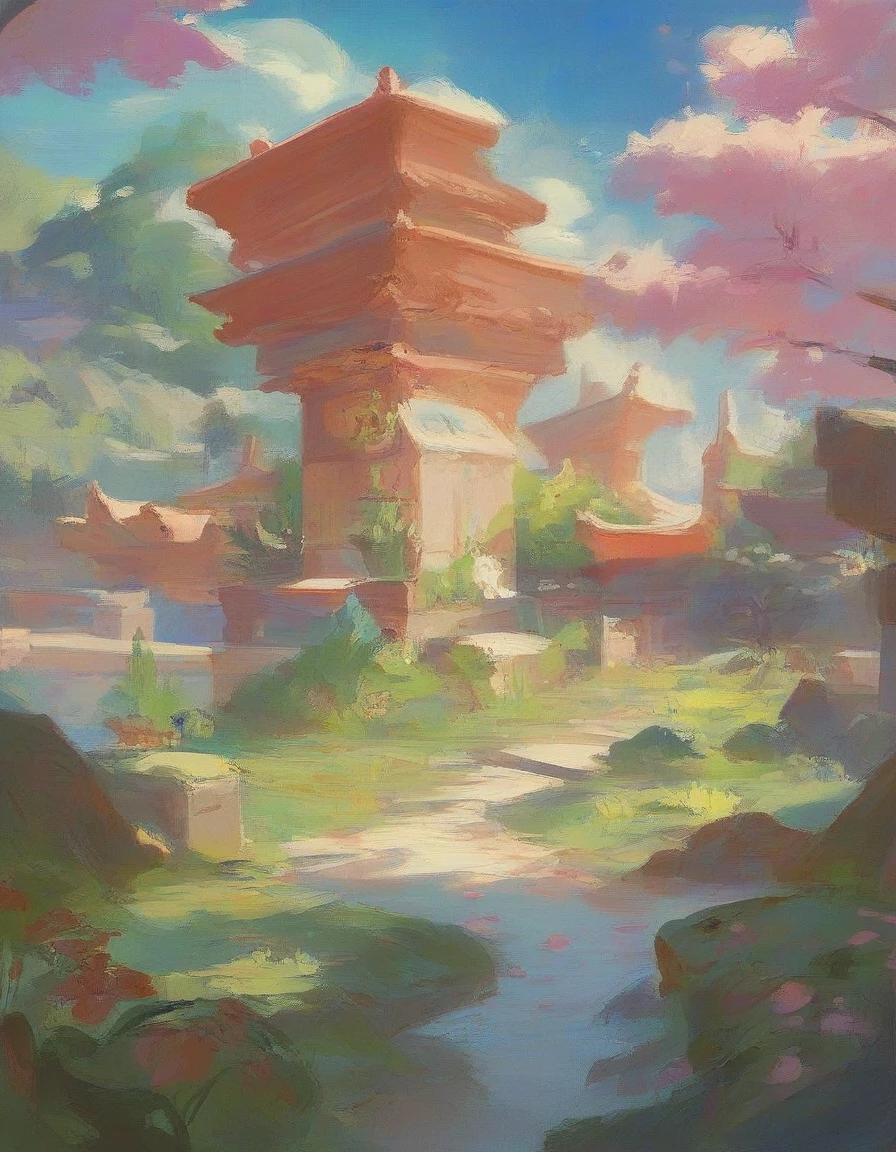 absurd, highres, ultra detailed, beautiful, masterpiece, best quality,Ancient temples, lush gardens, bright colors, quiet ponds, traditional architecture, cherry blossoms, pokemon, explicit, naked