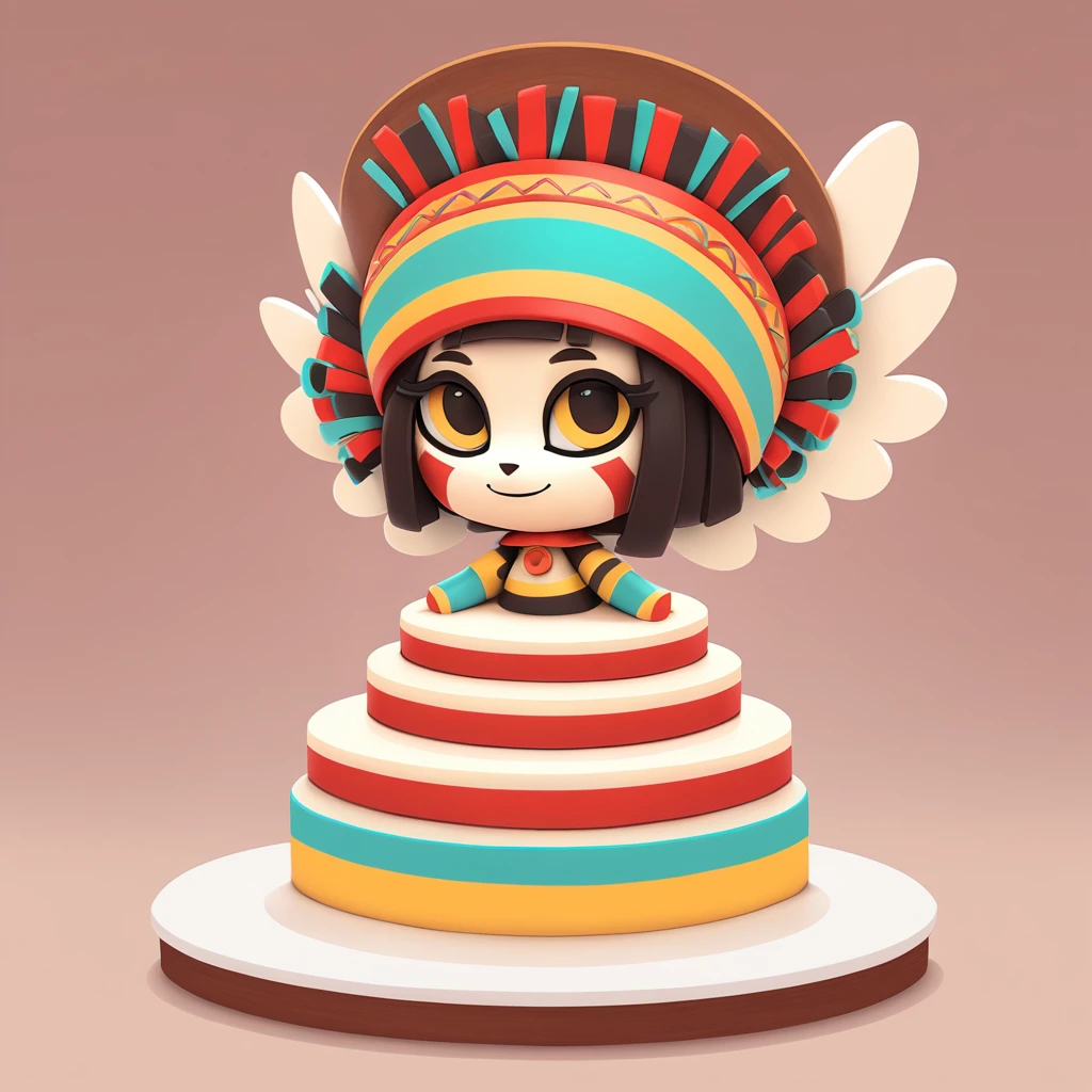 cake angel in kachina doll art style