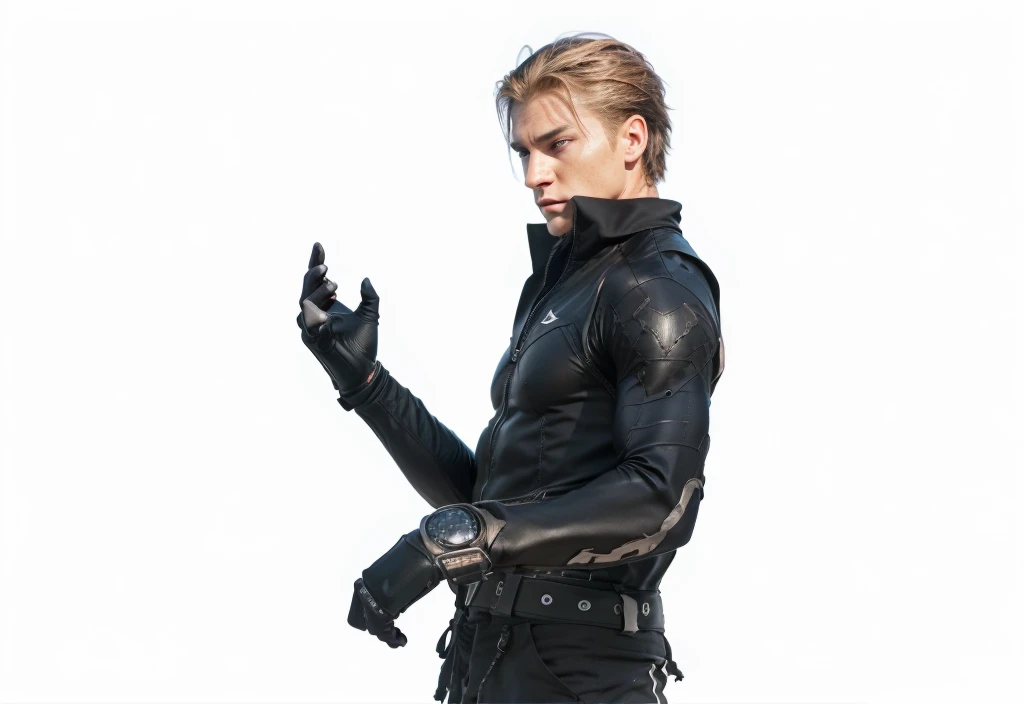 a muscular, chiseled man, extremely detailed facial features, piercing eyes, perfect skin, striking jawline, athletic physique, powerful presence, cinematic lighting, dramatic shadows, photorealistic, 8k, hyperrealistic, masterpiece, ultra detailed, Slim, look aside, angry face, good hand, full hand
