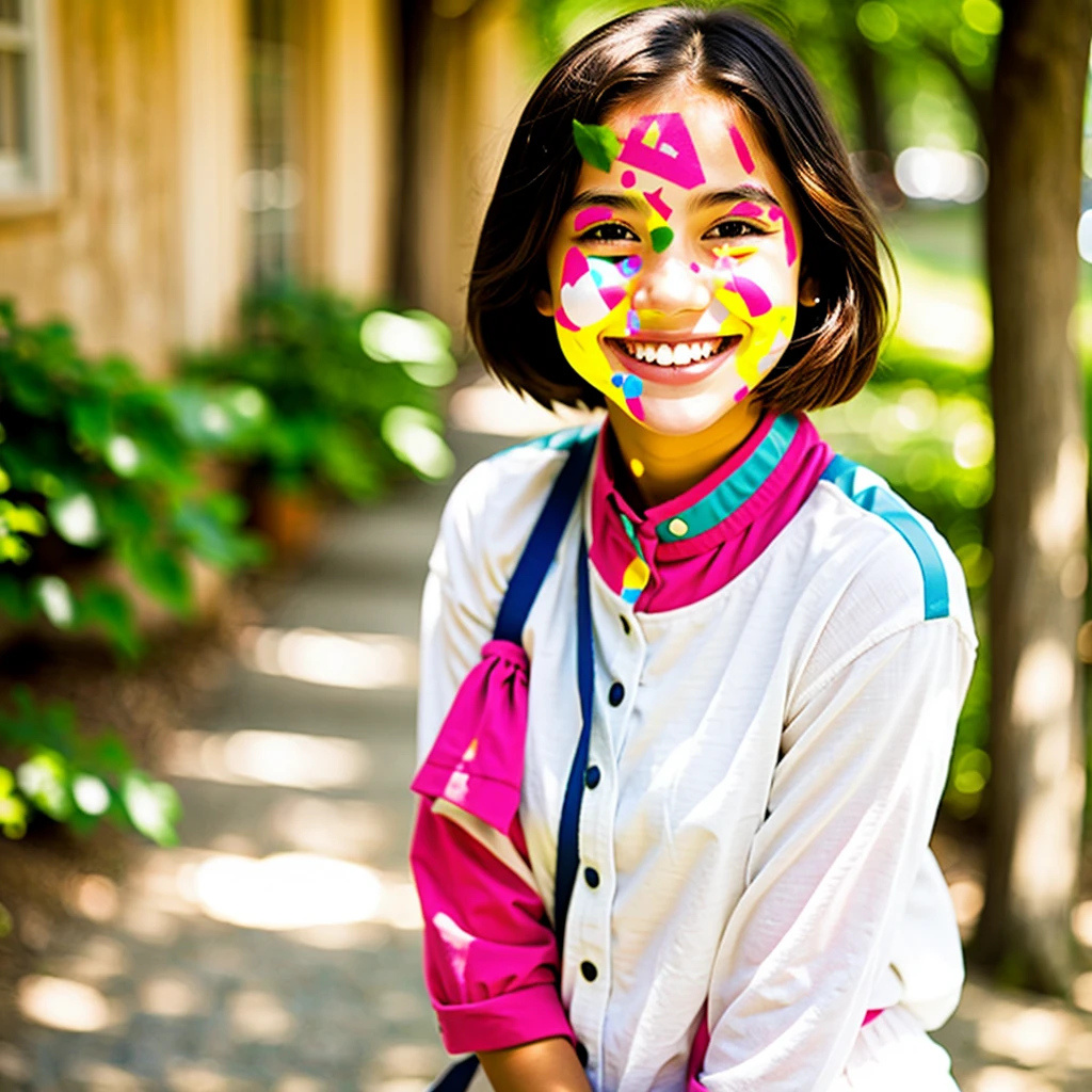 girl smiling, braces, facing the camera, smiling,