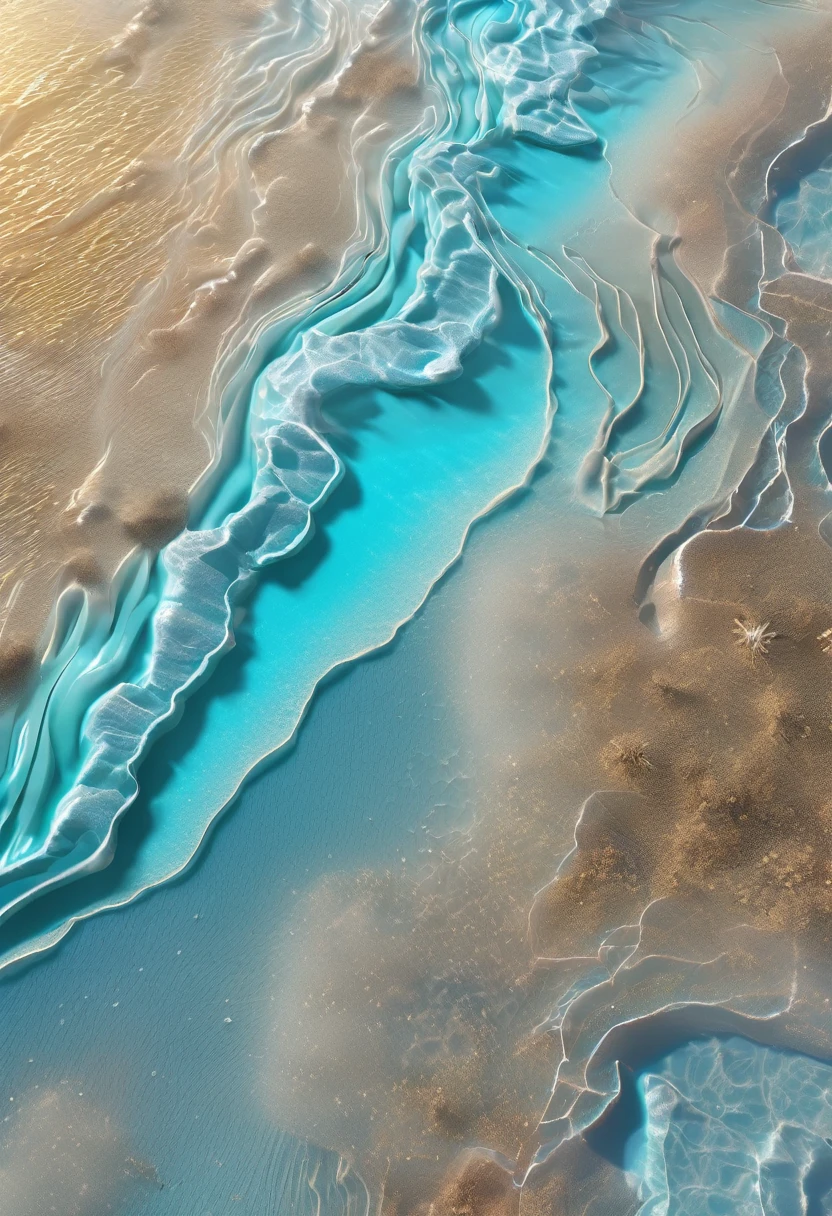 (8k wallpaper, .original, Realistic:1.25) ,( Shiny surface,, Highest quality, Ultra-high resolution, Depth of written boundary, Color Difference, Caustics, Special light) ,Iridescent style,(A dreamy, romantic piece:1.5),Bright style,Crystal clear stone,Heart-shaped stone,Sandy Beach,The light shines,Light of the sun,