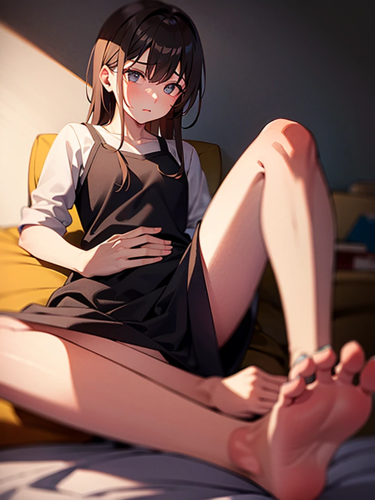 One with tired feet near the camera