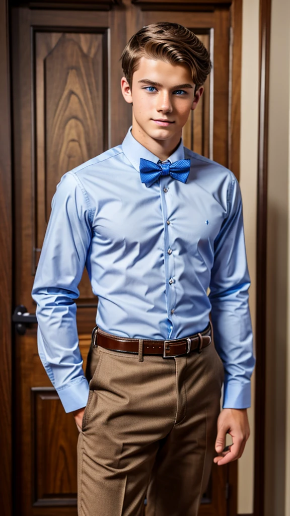 19 year old male wearing bow tie and lomg sleveed button up with belt and tucked in
4K HIGH REZ
Physical Description: Brown colored hair and skinny build. 5"5 and 150 LB. Blue eyes.
.